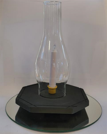 Picture of CENTER, WOOD/GLOBE CANDLE BLK